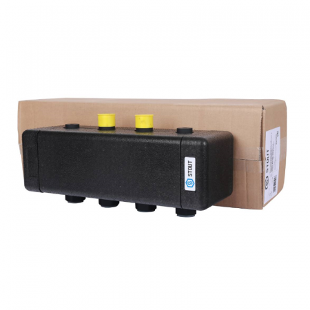 STOUT SDG-0016 Стальной распределительный коллектор 2 отопительных контура. В теплоизоляции DN 20
