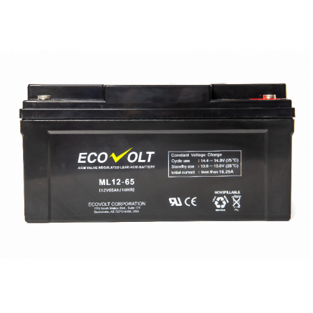 Аккумулятор герметичный свинцово-кислотный Ecovolt ML12-65